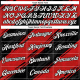 Custom Red White-Black 3D Pattern Brush Stroke Graffiti Diagonal Split Performance T-Shirt