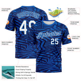 Custom Navy White Royal-Blue 3D Pattern Hard Slash Abstract Geometric Performance T-Shirt