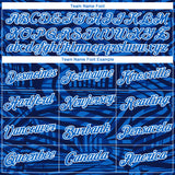Custom Navy White Royal-Blue 3D Pattern Hard Slash Abstract Geometric Performance T-Shirt
