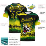Custom Black Kelly Green-Light Yellow 3D Pattern Leopard Performance T-Shirt