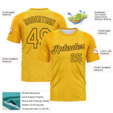 Custom Gold-Black 3D Pattern Vertical Stripe Performance T-Shirt