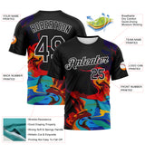 Custom Black Pink Sky Blue-White 3D Pattern Abstract Fluid Art Performance T-Shirt