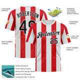 Custom Red Black-White 3D Pattern Vertical Stripe Classic Performance T-Shirt