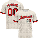Custom Cream Fire Red-Black 3D Pattern Geometric Diamond Classic Performance T-Shirt