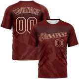 Custom Burgundy-City Cream 3D Pattern Tonal Brush Subtle Grunge Performance T-Shirt