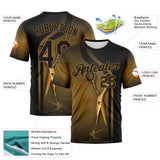 Custom Black-Old Gold 3D Pattern Scissors Barber Shop Performance T-Shirt
