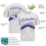 Custom White-Dark Purple 3D Pattern Zigzag Step Fade Effect Performance T-Shirt