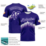 Custom Dark Purple-White 3D Pattern Zigzag Step Fade Effect Performance T-Shirt