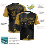 Custom Black-Old Gold 3D Pattern Splatter Dot Matrix Performance T-Shirt