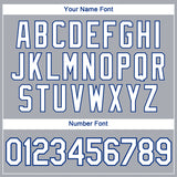 Custom Gray White-Royal 3D Pattern Geometric Letter Chevron Stripe Performance T-Shirt