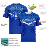 Custom Thunder Blue-White 3D Pattern Geometric Letter Chevron Stripe Performance T-Shirt