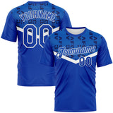 Custom Thunder Blue-White 3D Pattern Geometric Letter Chevron Stripe Performance T-Shirt
