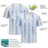 Custom White-Light Blue 3D Pattern Vertical Stripe Grunge Texture Classic Performance T-Shirt