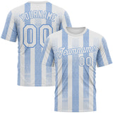 Custom White-Light Blue 3D Pattern Vertical Stripe Grunge Texture Classic Performance T-Shirt