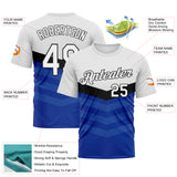 Custom White Black-Royal 3D Pattern Chevron Stripe Fade Effect Performance T-Shirt