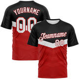 Custom Black White-Red 3D Pattern Chevron Stripe Fade Effect Performance T-Shirt