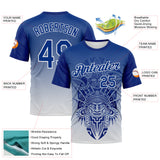 Custom Royal-White 3D Pattern Azteca Degrade Effect Performance T-Shirt