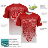 Custom Red-White 3D Pattern Azteca Degrade Effect Performance T-Shirt