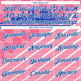 Custom Neon Pink Thunder Blue-White 3D Pattern Munich Skyline Diagonal Stripe Performance T-Shirt