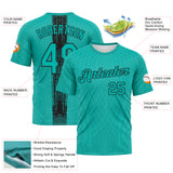 Custom Aqua-Black 3D Pattern Geometric Diamond Performance T-Shirt
