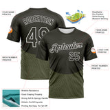 Custom Olive-White 3D Pattern Geometric Wave Lineal Performance T-Shirt