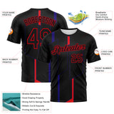 Custom Black Dark Purple-Fire Red 3D Pattern Geometric Performance T-Shirt