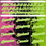 Custom Pink Neon Green Black-White 3D Pattern Ink Splash Duotono Style Performance T-Shirt