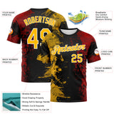 Custom Gold Black Red-White 3D Pattern Ink Splash Duotono Style Performance T-Shirt
