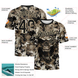 Custom Black-City Cream Skull Gothic Distressed Grunge Splatter Performance T-Shirt
