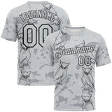 Custom Gray-Black Animal Owl Mascot Streetwear Style Performance T-Shirt