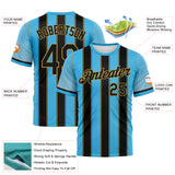 Custom Blue Black-Old Gold Stripe Dot Halftone Sportswear Performance T-Shirt