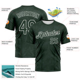 Custom Green-White Geometric Sportswear Performance T-Shirt