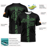 Custom Black-Pea Green Geometric Tribal Sportswear Performance T-Shirt