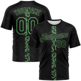 Custom Black-Pea Green Geometric Tribal Sportswear Performance T-Shirt
