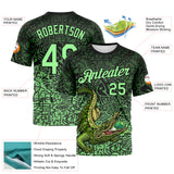 Custom Black-Pea Green Animal Alligator Mascot Street Graffiti Performance T-Shirt