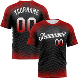 Custom Red Black Gray-White Gradient Speckle Geometric Sportswear Performance T-Shirt