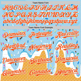 Custom Electric Blue Orange Yellow-White Foodie Food Dessert Melting Cream Waffle Grid Authentic Baseball Jersey