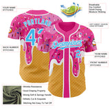 Custom Pink Sky Blue Yellow-White Foodie Food Dessert Melting Cream Waffle Grid Authentic Baseball Jersey