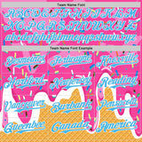 Custom Pink Sky Blue Yellow-White Foodie Food Dessert Melting Cream Waffle Grid Authentic Baseball Jersey