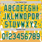 Custom Yellow Kelly Green-White Foodie Food Dessert Melting Cream Waffle Grid Authentic Baseball Jersey