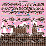 Custom Light Pink Brown-White Foodie Food Dessert Melting Cream Chocolate Grid Authentic Baseball Jersey