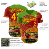 Custom Aurora Green Yellow-Red Foodie Fast Food Burger Authentic Baseball Jersey