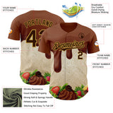 Custom Brown Cream-Old Gold Foodie Food Dessert Chocolate Fruit Authentic Baseball Jersey