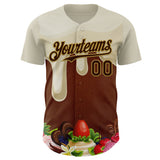 Custom Cream Brown-Old Gold Foodie Food Dessert Chocolate Fruit Authentic Baseball Jersey