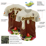 Custom Cream Brown-Old Gold Foodie Food Dessert Chocolate Fruit Authentic Baseball Jersey