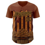 Custom Brown-Old Gold Foodie Food Dessert Chocolate Ice Cream Authentic Baseball Jersey