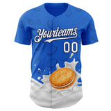 Custom Thunder Blue White-Black Foodie Food Cookies And Milk Authentic Baseball Jersey