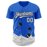 Custom Thunder Blue White-Black Foodie Food Cookies And Milk Authentic Baseball Jersey