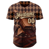 Custom Brown-Cream Foodie Food Dessert Chocolate Authentic Baseball Jersey