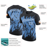 Custom Black Light Blue-White Torn Sharp Brush Stroke Splatter Performance T-Shirt